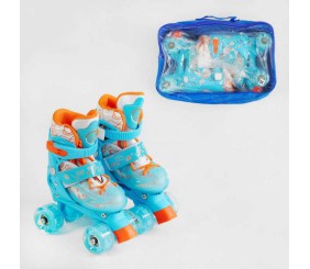 Ролики 12004-XS розмір 27-30 (6) колір СИНІЙ, колеса PU, КОЛЕСА ЗІ СВІТЛОМ, устілка - 15-17 см, d колес – 4,5 см, в сумці
