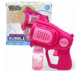 Пістолет з мильними бульбашками рожевий (на батарейках)