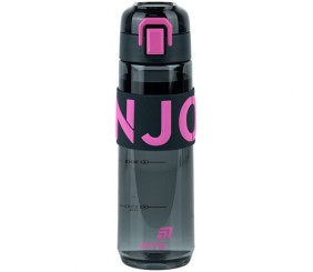 Пляшечка для води, 680 мл, чорно-рожева