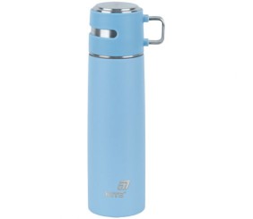 Термос 500 мл, блакитний з ручкою