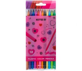Олівці кольорові пластикові, 12шт Kite Heart