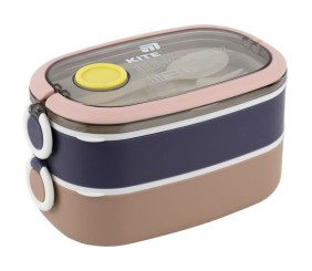 Ланчбокс подвійний з наповненням 1600 мл, бежевий