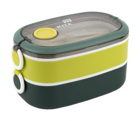 Ланчбокс подвійний з наповненням 1600 мл, зелений