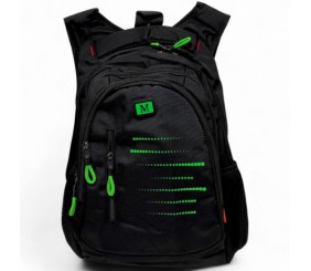 Рюкзак шкільний, 30х43х15 см (ЧОРНИЙ З ЗЕЛЕНИМ)