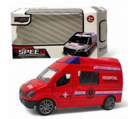 Машинка металева інерційна "Автобус" (ШВИДКА ДОПОМОГА ЧЕРВОНА)