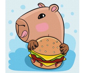 Картина за номерами "Капібара і бургер" 30х30 см