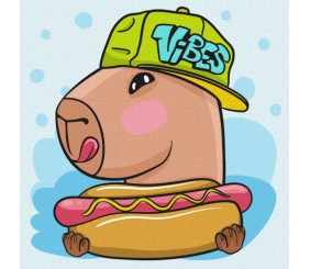 Картина за номерами "Капібара і хот дог" 30х30 см