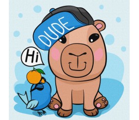 Картина за номерами "Капібара в кепці" 30х30 см