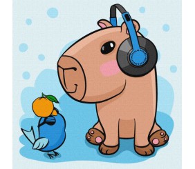 Картина за номерами "Капібара в навушниках" 30х30 см