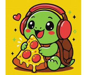 Набір для розпису по номерах для дітей "Черепашка і піца" 25х25см