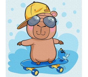 Набір для розпису по номерах для дітей "Капібара на скейті" 30х30см