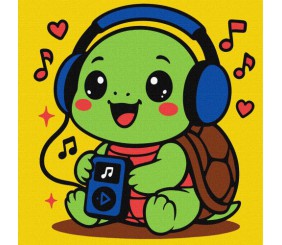 Набір для розпису по номерах для дітей "Черепашка слухає музику" 25х25см