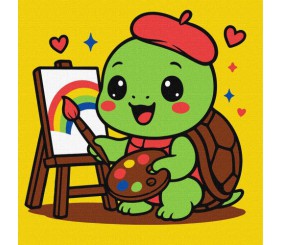 Набір для розпису по номерах для дітей "Черепашка художник" 25х25см