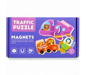 Магнітні пазли “Транспорт”, назви англ. мовою, 30 елементів