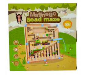 Дерев`яна магнітна дошка (стилус, лабіринт, сортер, кольори англійською, цифри)
