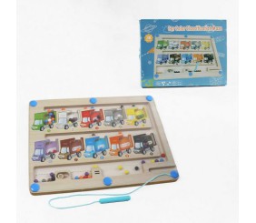 Дерев’яна магнітна дошка F 43628 (40) сортер, цифри, кольори, стилус, в коробці