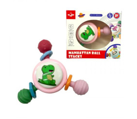 Брязкальце-спінер "Динозаврик Рожевий"; гумові прорізувачі, присоска, в коробці