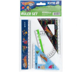 Набір: лінійка 15 см, 2 косінця, транспортир, з принтом HW