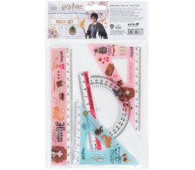 Набір: лінійка 15 см, 2 косінця, транспортир, з принтом HP