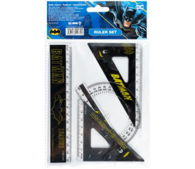Набір: лінійка 15 см, 2 косінця, транспортир, з принтом DC