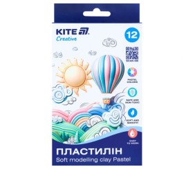 Пластилін восковий, 12 кольорів, 200 г. Kite Creative Pastel