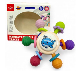 Брязкальце-спінер Кит; гумові прорізувачі, присоска, в коробці