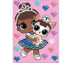 Набір з алмазною мозаїкою (вибірковою) "L.O.L. Surprise! MISS BABY WITH MISS PUPPY" 15x20см