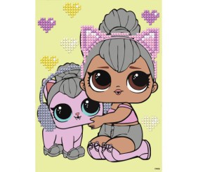 Набір з алмазною мозаїкою (вибірковою) "L.O.L. Surprise! KITTY QUEEN WITH KITTY KITTY" 15x20см