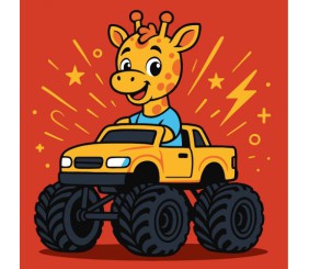 Набір для розпису по номерах "ЖИРАФ НА МАШИНІ" 25Х25