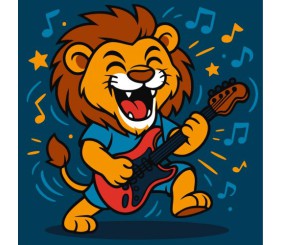 Набір для розпису по номерах "ЛЕВ З ГІТАРОЮ" 25Х25