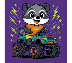 Набір для розпису по номерах "ЄНОТ НА МАШИНІ" 25Х25