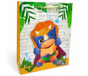 Пакет подарунковий, 32х26х10 см, ДИНОЗАВРИ (ВИД 4)