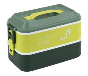 Ланчбокс подвійний з наповненням 2000 мл, зелений