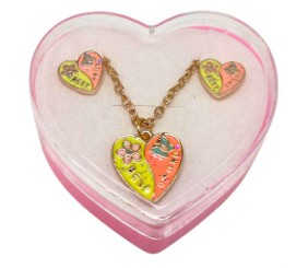 Дитячий набір прикрас: кулон+сережки (З жовтим сердечком)