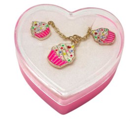 Дитячий набір прикрас: кулон+сережки (З рожевим кексиком)