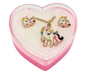 Дитячий набір прикрас: кулон+сережки (Поні світло-рожеві)