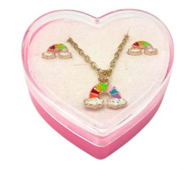 Дитячий набір прикрас: кулон+сережки (З веселкою)