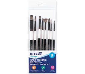 Набір із 8-ми пензлів синтетика Kite Creative