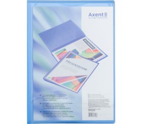 Дисплей-книга з кишенею, А4, 20 файлів, прозора синя