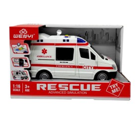 Машина "Швидка допомога", підсвічування, звуки, інерція, в коробці