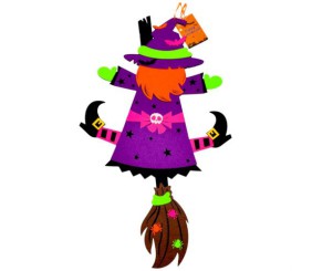 Вироб з фетру 3 мм " Відьма на мітлі" 55см*33см  ХН-65