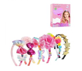 Набір прикрас 6 обручів, декоративні текстильні елементи, двосторонні наліпки-фіксатори, в коробці