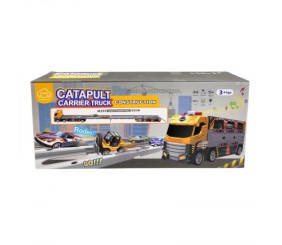 Трейлер-трек "Будівельна спецтехніка"  розмір 38х10.5х15 см, довжина треку 135 см, механічний запусач, підсвічування, звук, 2 металопластикові моделі, 6 пластикових моделей, в коробці