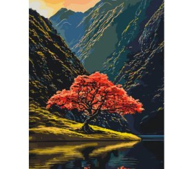Картина за номерами "Дерево серед гір" 40*50 см