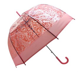 Парасолька напівавтомат, поглиблений купол, d=80 см, довжина: 81 см, 8 спиць, тростина, (РОЖЕВА)