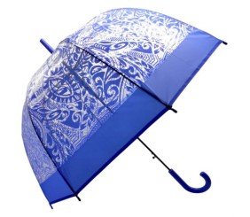 Парасолька напівавтомат, поглиблений купол, d=80 см, довжина: 81 см, 8 спиць, тростина, (СИНЯ)