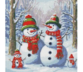 Алмазна мозаїка "Чарівні сніговики" 40х40см