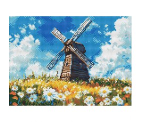 Алмазна мозаїка "Млин посеред поля" 30x40см