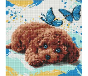 Алмазна мозаїка "Милий пудель" 40x40см