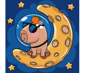 Картина за номерами "Капібара на місяці" 30x30см